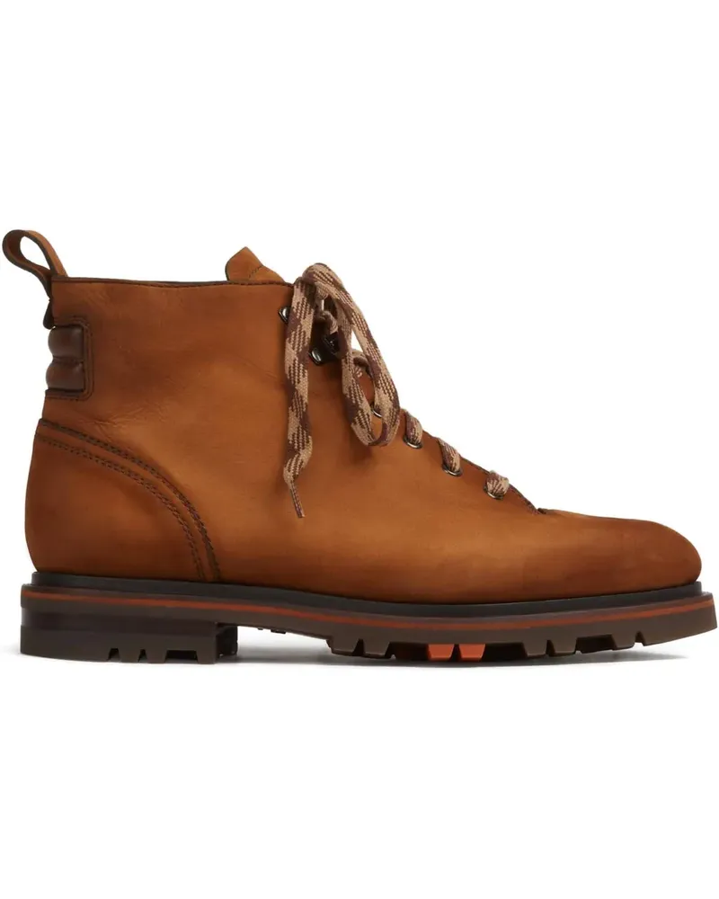 Santoni lace-up round-toe boots - Braun Braun