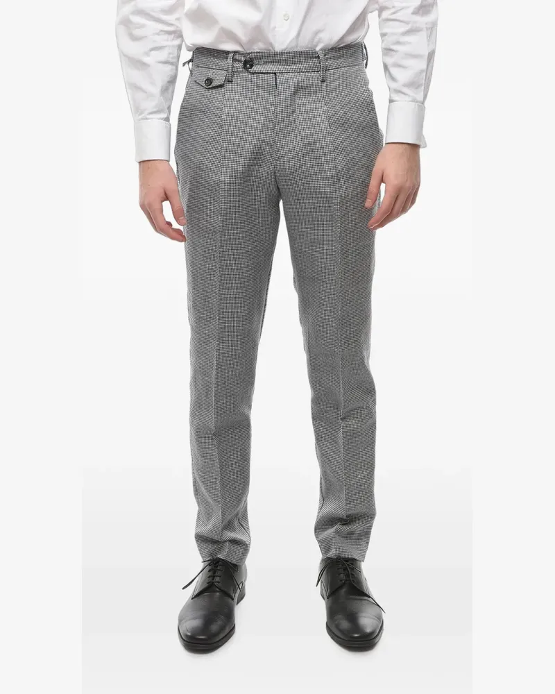 CRUNA houndstooth-pattern trousers - Weiß Weiß