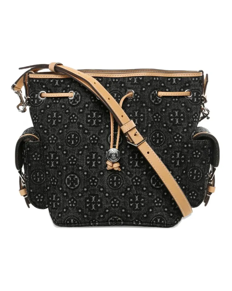 Tory Burch drawstring pattern bucket bag - Schwarz Schwarz