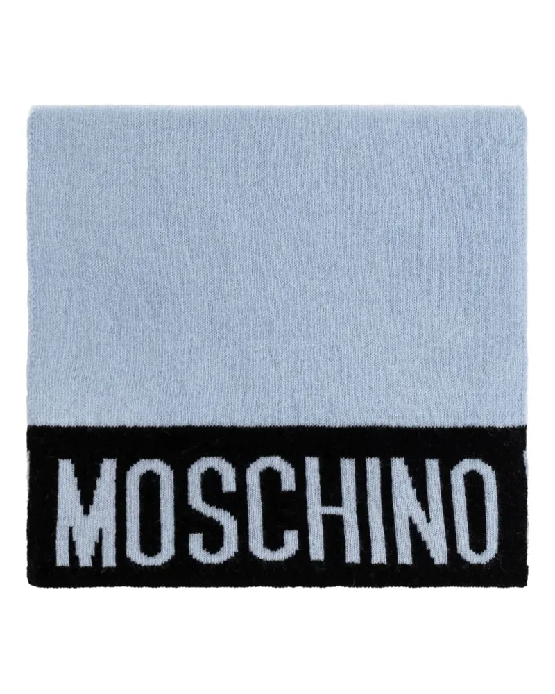 Moschino Gestrickter Schal mit Logo - Blau Blau