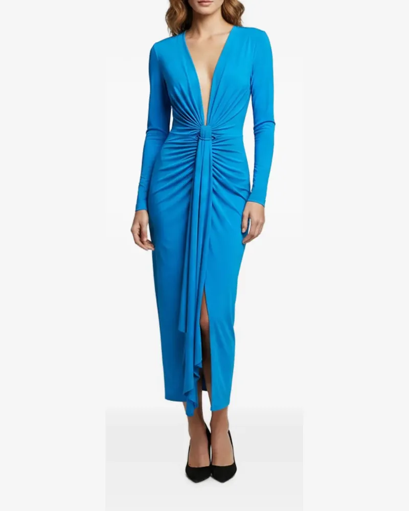 Solace London Lorena draped midi dress - Blau Blau
