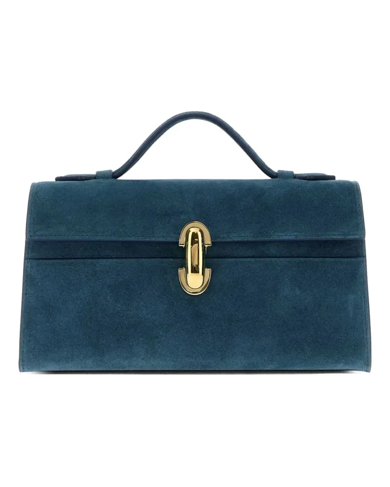SAVETTE Symmetry Tote Bag aus Leder - Blau Blau