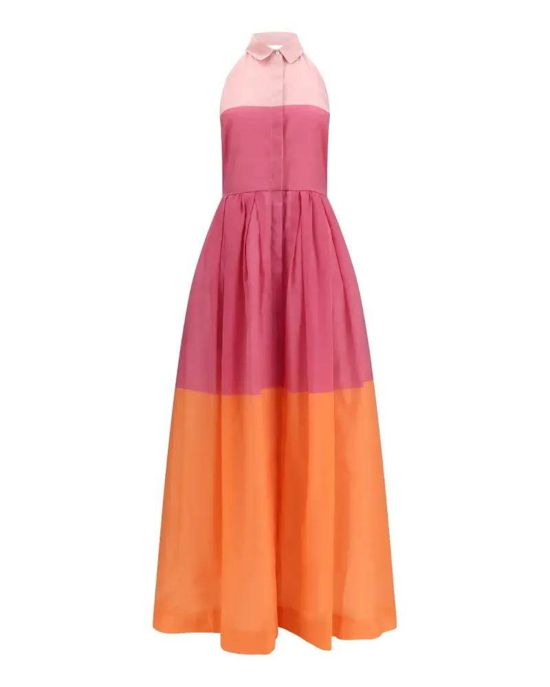 Sara Roka Mariaedna colour-block pleated maxi dress - Orange Orange