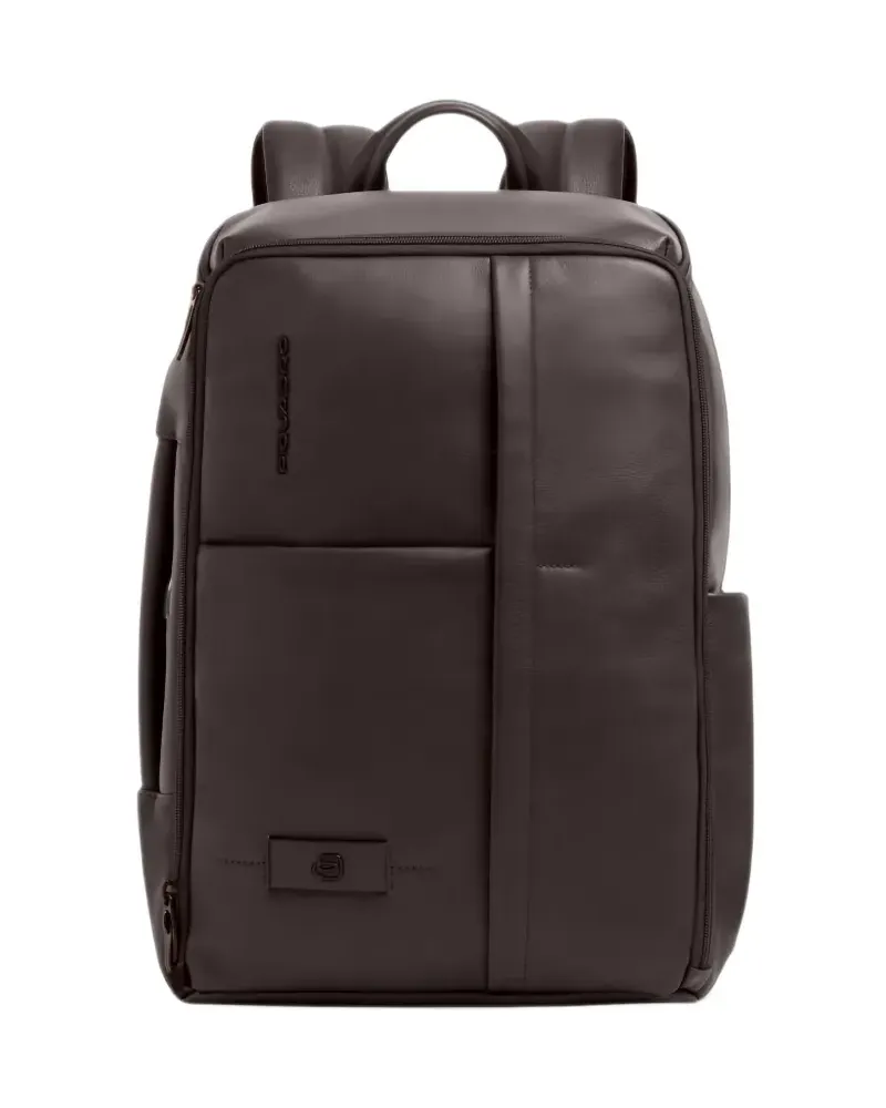 Piquadro 31L pebbled-leather backpack - Braun Braun