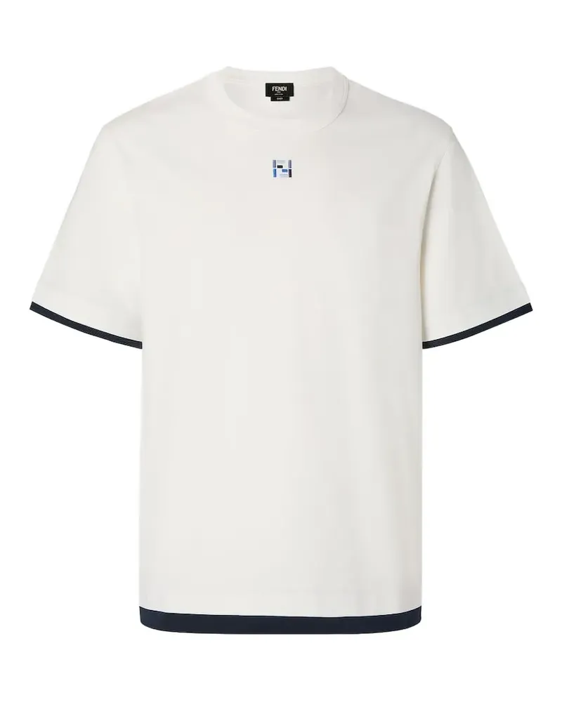 Fendi T-Shirt mit Logo-Stickerei - Weiß Weiß