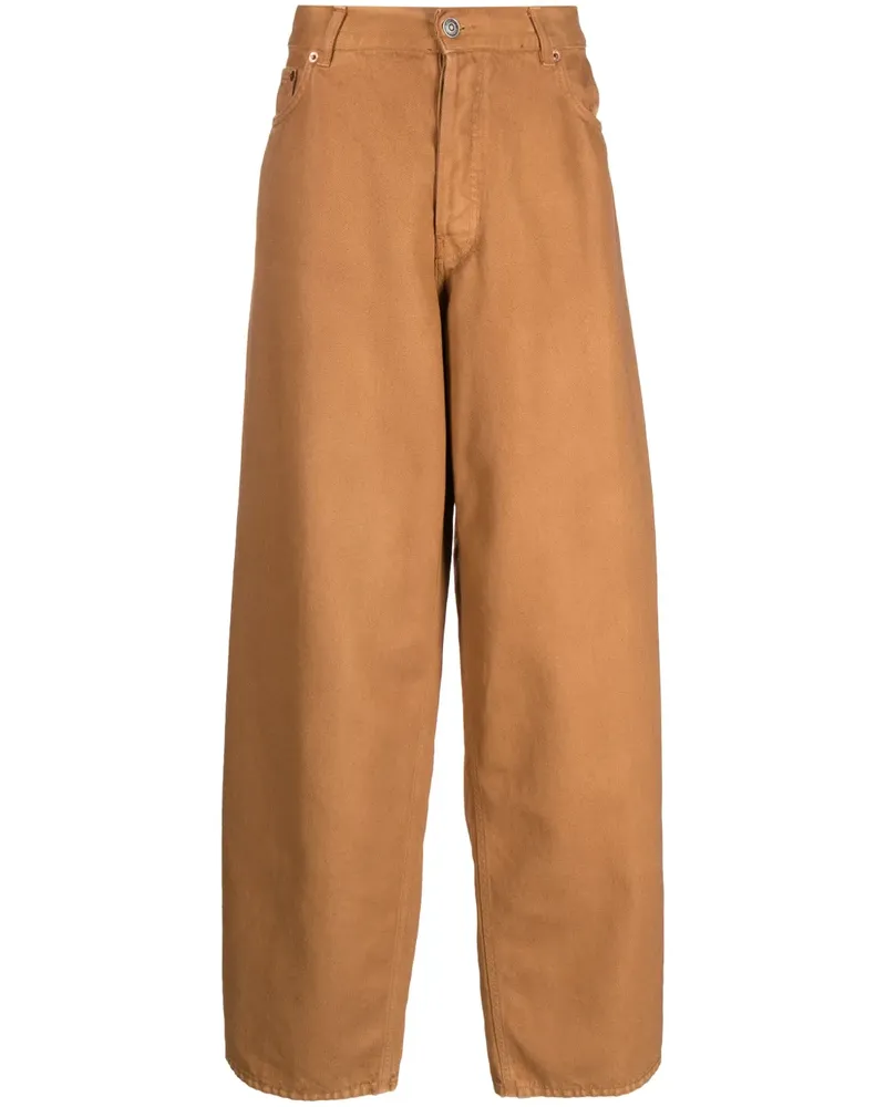 Haikure Gerade Hose mit Logo-Patch - Braun Braun