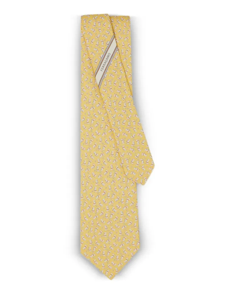 Ferragamo Seidenkrawatte mit Charlie-Print - Gelb Gelb
