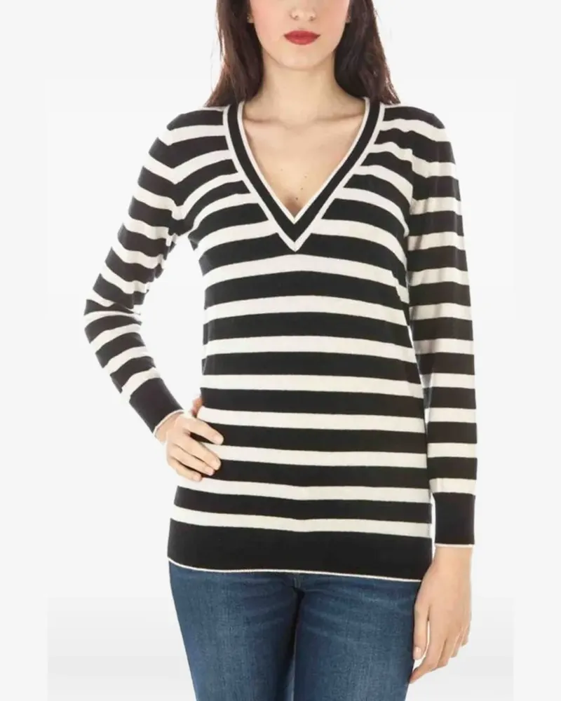 Fred Perry striped V-neck sweater - Schwarz Schwarz