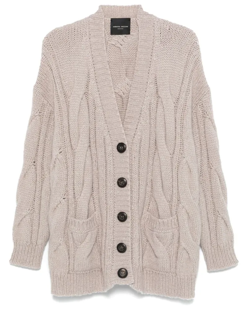 Roberto Collina Cardigan mit Zopfmuster - Grau Grau