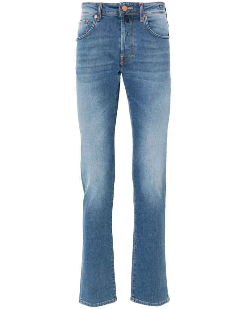 Incotex Slim-Fit-Jeans mit Kontrastnaht Blau