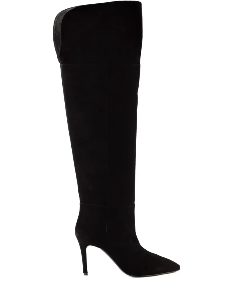 Via Roma 15 Kniehohe Stiefel mit spitzer Kappe 80mm - Schwarz Schwarz