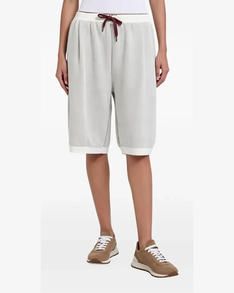 Brunello Cucinelli Gestrickte Shorts mit Kordelzug - Grau Grau