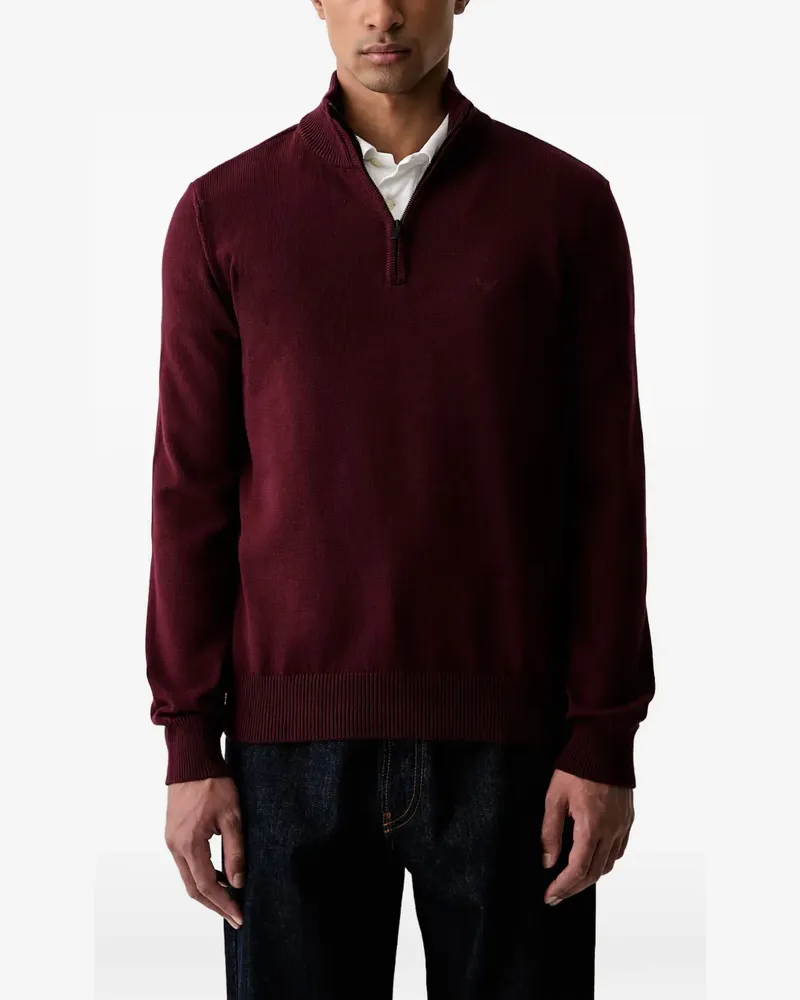 Emporio Armani half-zip logo-embroidered sweater - Rot Rot
