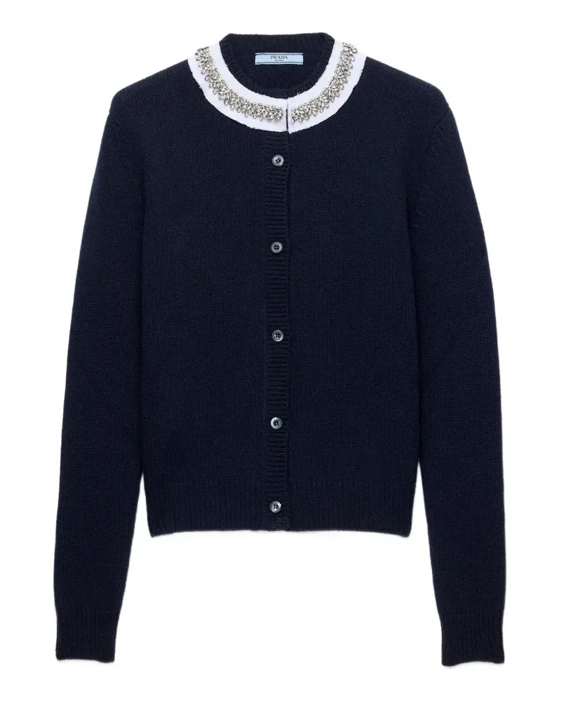 Prada Cardigan mit Kristallverzierung - Blau Blau