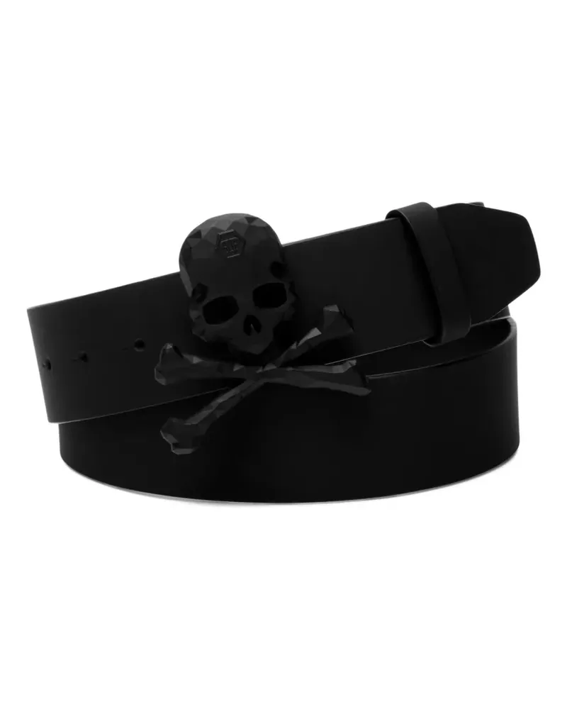 Philipp Plein Skull & Bones leather belt - Schwarz Schwarz