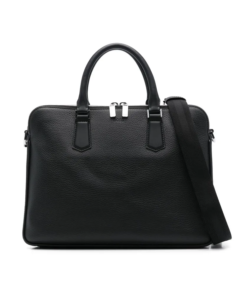 HUGO BOSS Laptoptasche aus Leder - Schwarz Schwarz