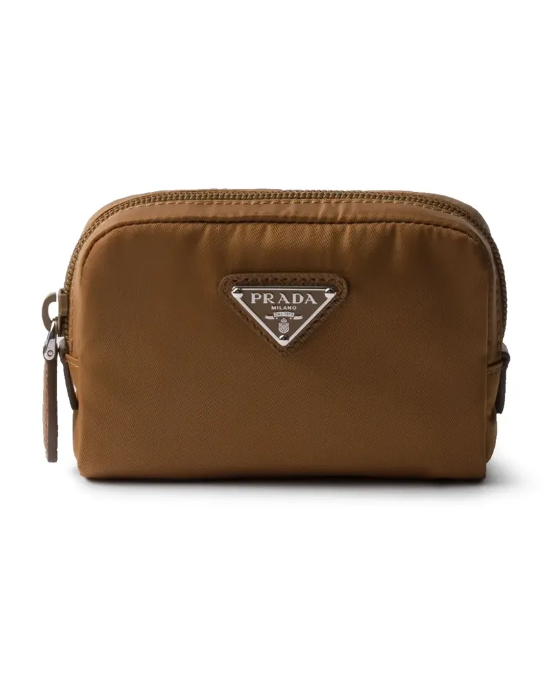 Prada Kosmetiktasche mit Logo-Schild - Braun Braun