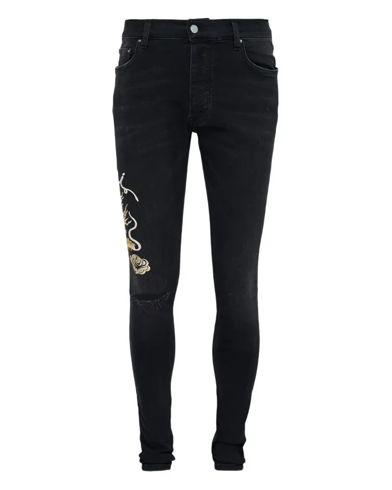 Amiri dragon-embroidered jeans - Schwarz Schwarz