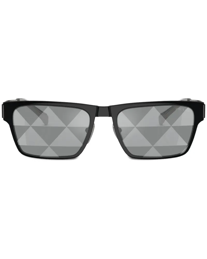 Prada Sonnenbrille mit eckigem Gestell - Schwarz Schwarz