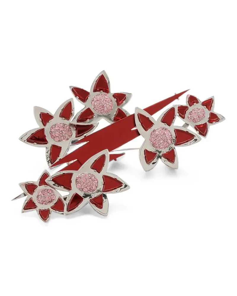Dsquared2 Kristallverzierte Brosche mit Blumenmotiv - Silber Silber