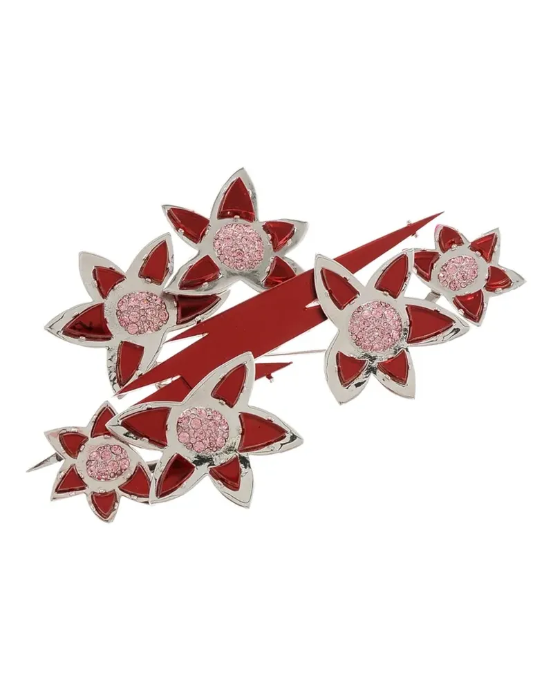 Dsquared2 Kristallverzierte Brosche mit Blumenmotiv - Silber Silber