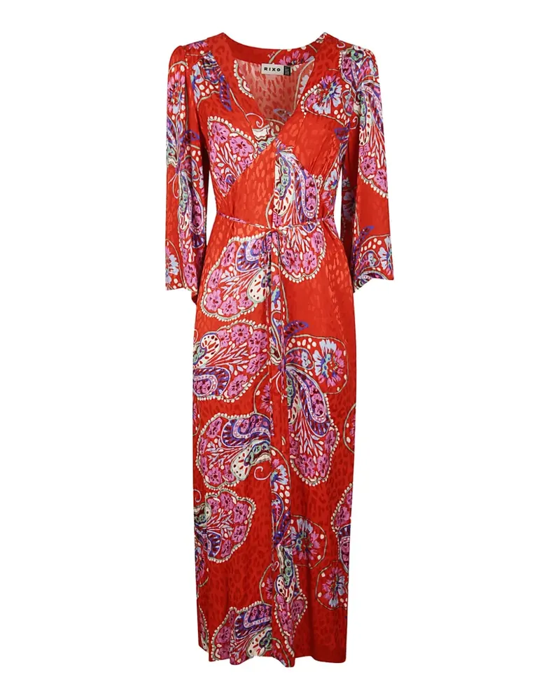 RIXO paisley-print jacquard dress - Rot Rot