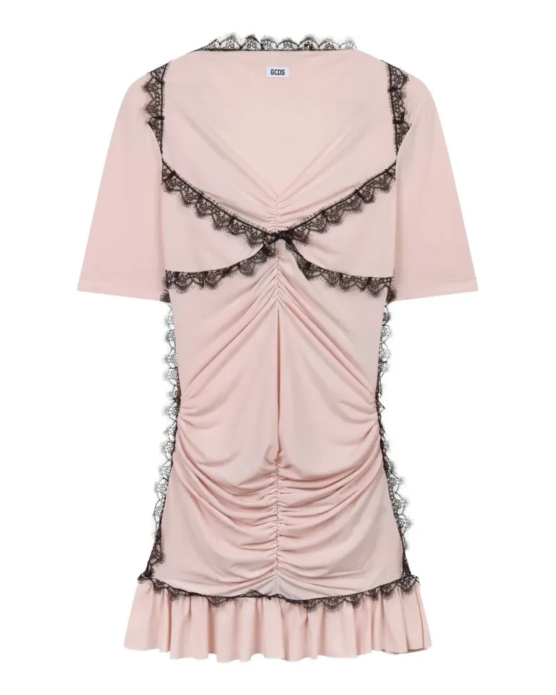 GCDS Kleid mit Spitzenbesatz - Rosa Rosa