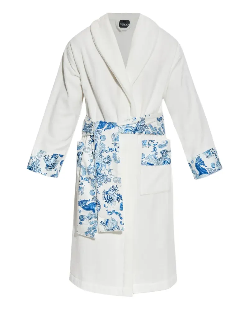Versace Morgenmantel mit Blumen-Print - Weiß Weiß
