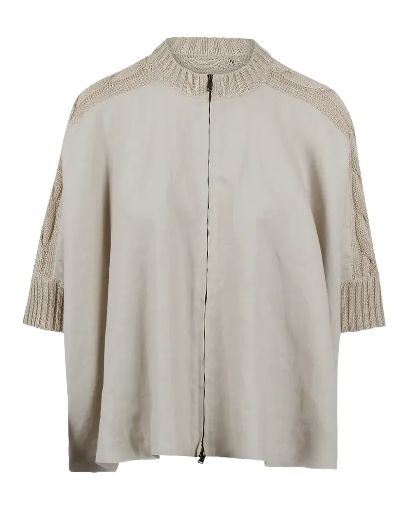 Max Mara cable-knit zip-up cardigan - Nude Nude