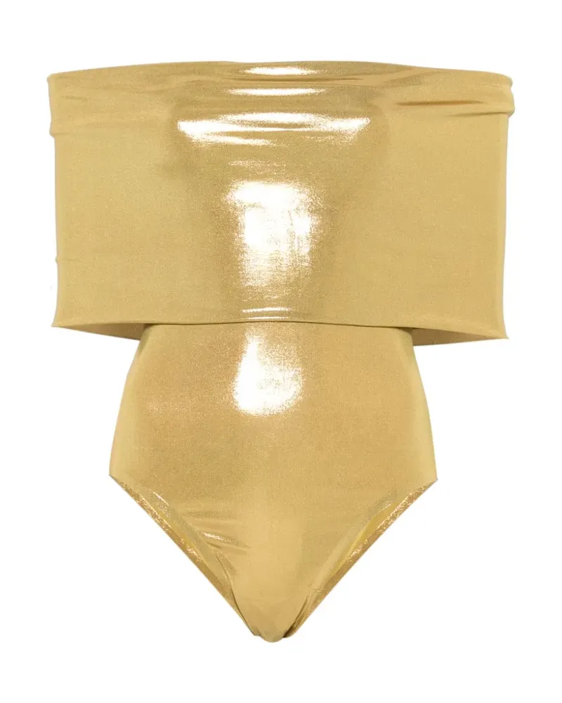 Norma Kamali Schulterfreier Playsuit - Gold Gold