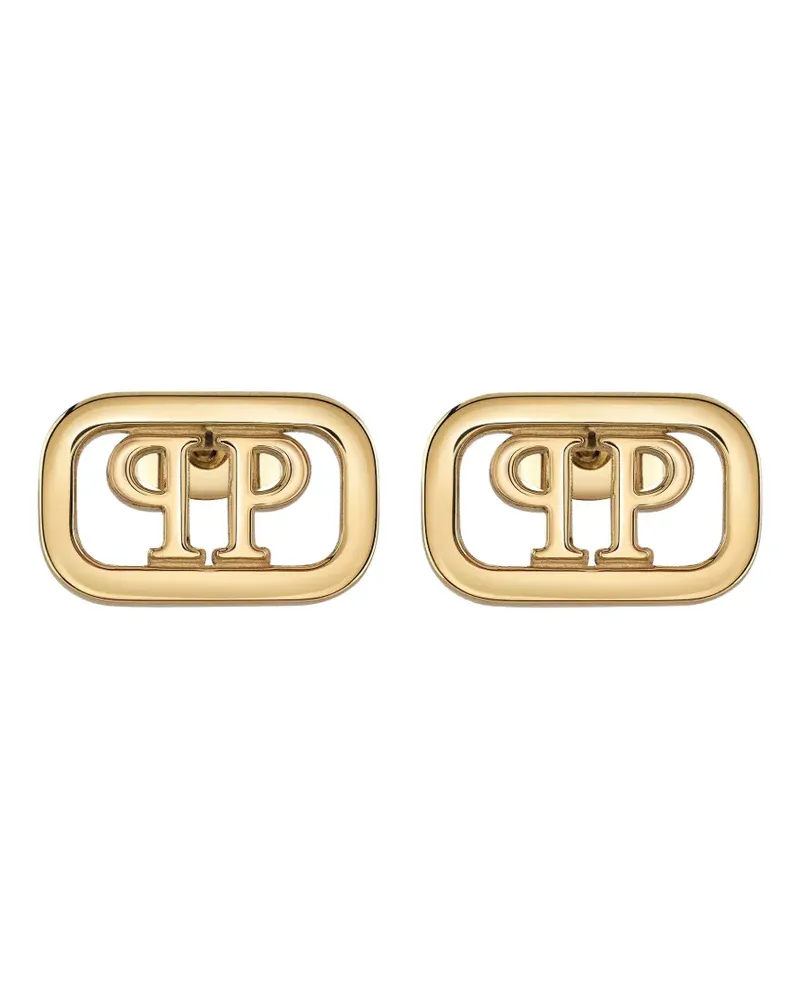 Philipp Plein lettering square earings - Gold Gold