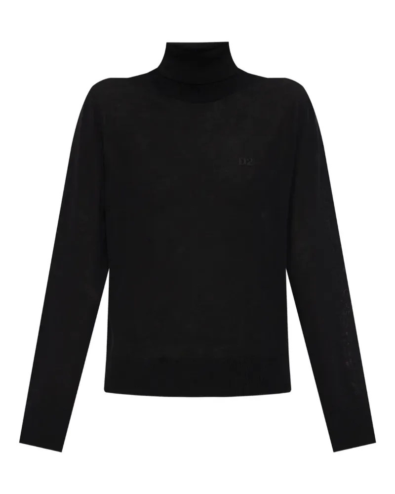 Dsquared2 Rollkragenpullover mit Logo-Stickerei - Schwarz Schwarz