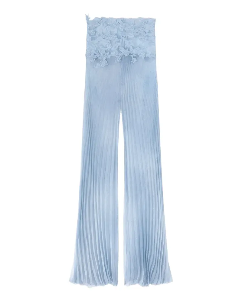 Ermanno Scervino lace-appliqué pleated trousers - Blau Blau