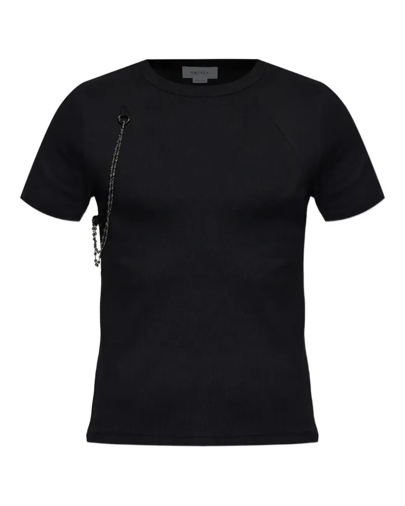 Alexander McQueen chain-detail ribbed T-shirt - Schwarz Schwarz