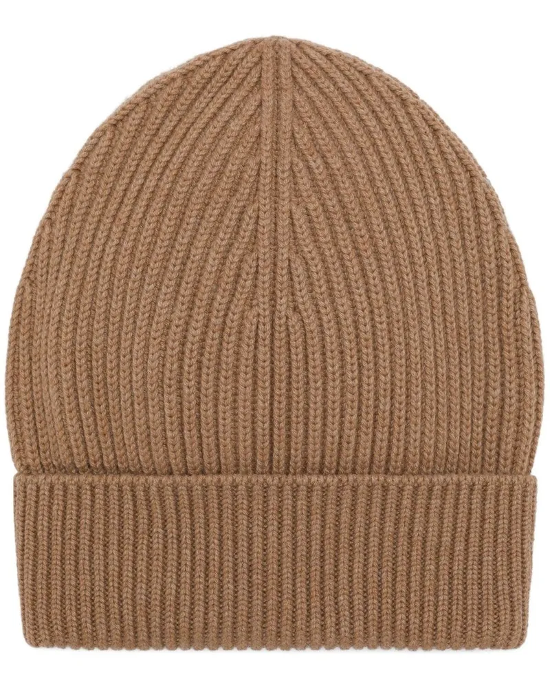 Dolce & Gabbana Gerippte Beanie mit Umschlag - Braun Braun