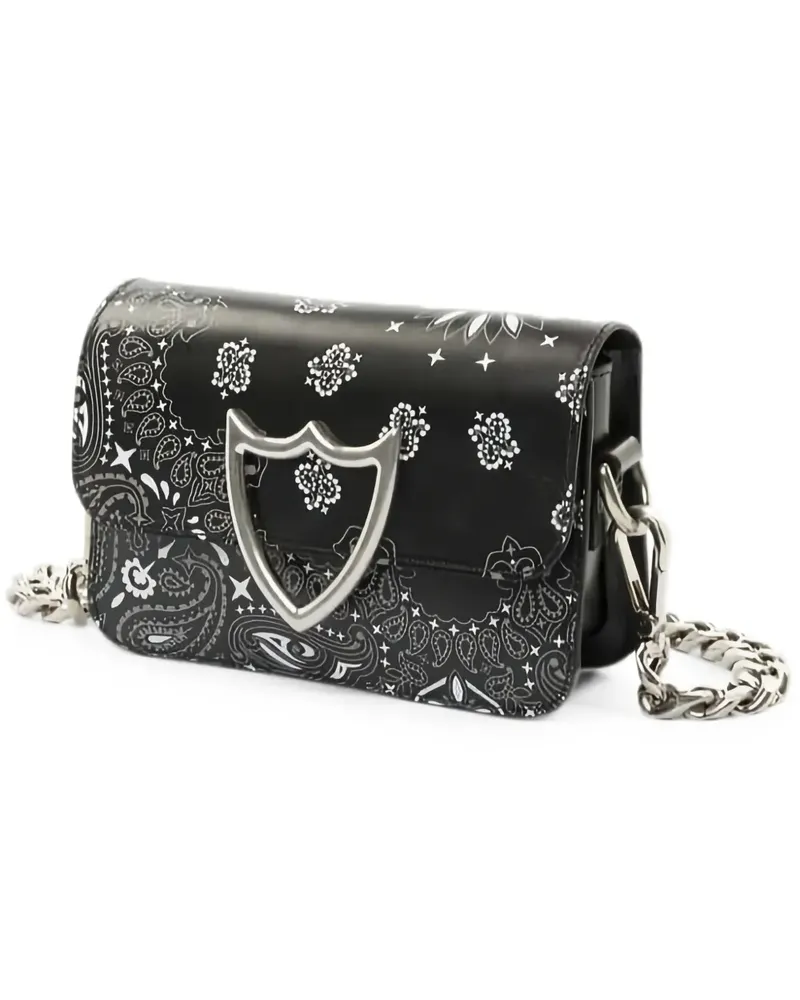 HTC Hollywood Trading Company mini paisley-print leather cross body bag - Schwarz Schwarz