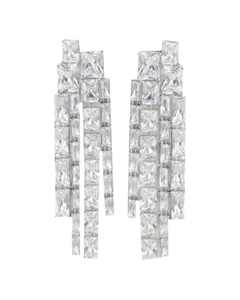 Self-Portrait square-crystal dangle earrings - Silber Silber