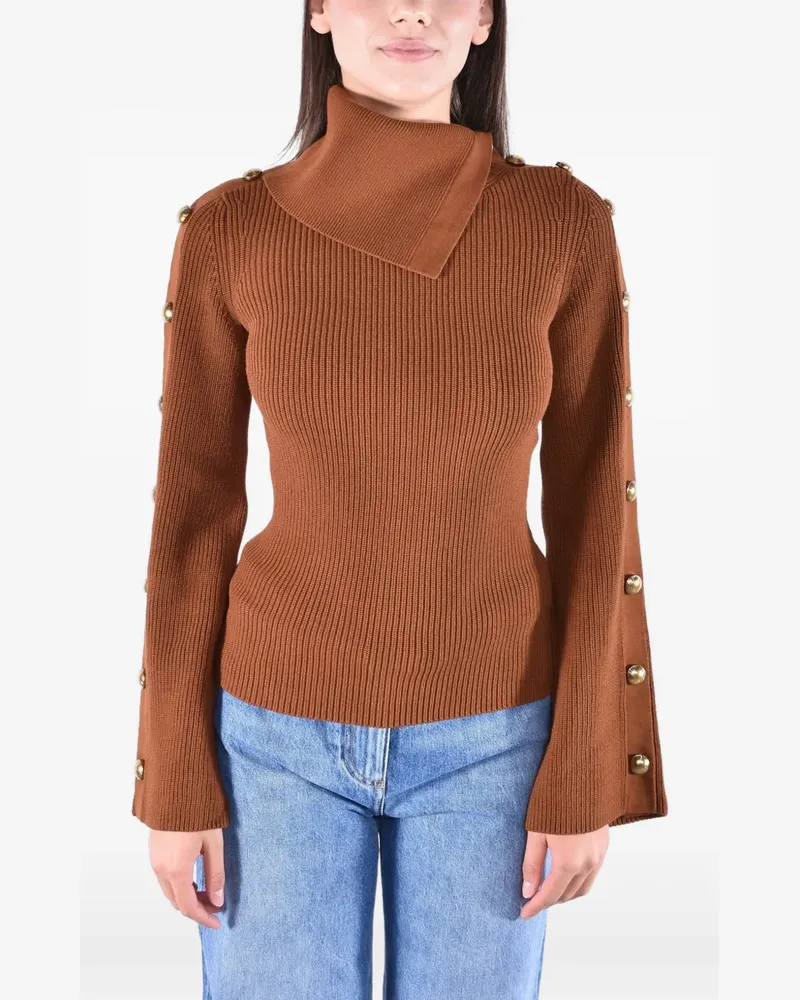 Elisabetta Franchi Stehkragen-Pullover mit Knöpfen - Braun Braun
