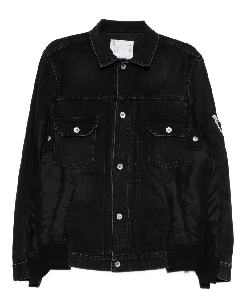 Sacai denim mixed media twill jacket - Schwarz Schwarz