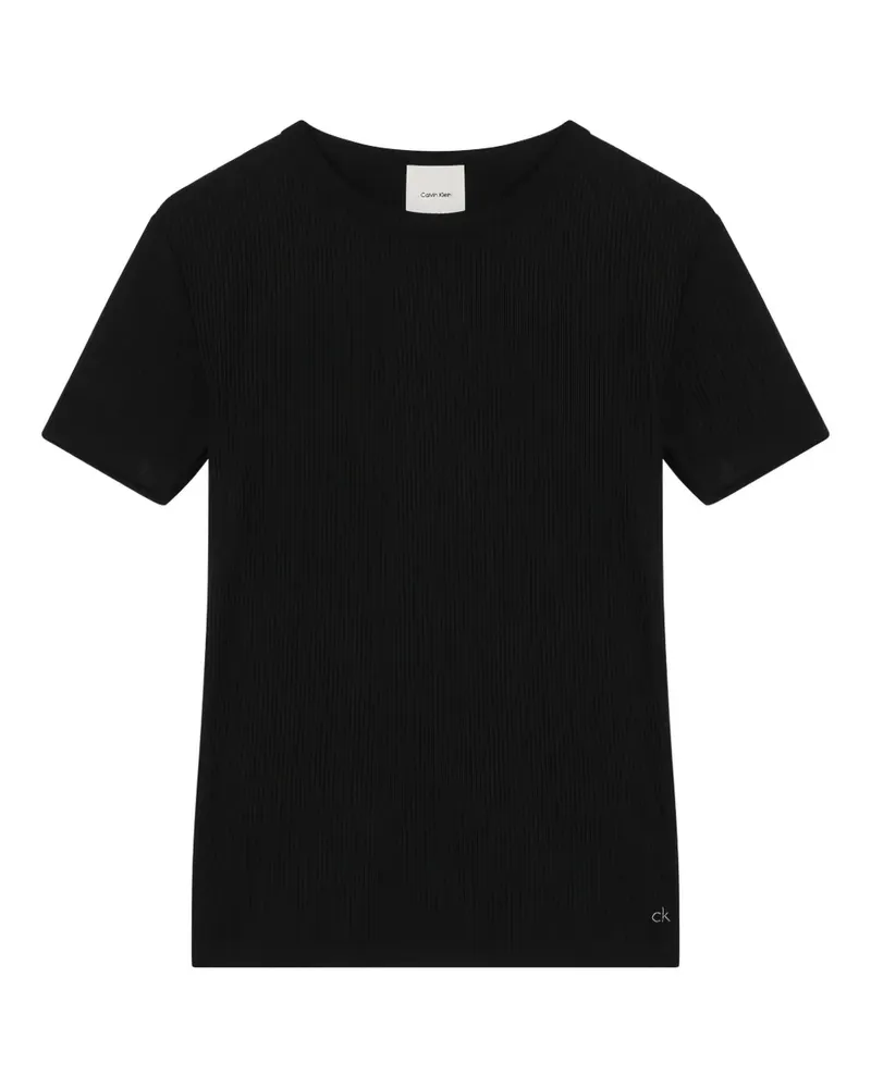 Calvin Klein Geripptes T-Shirt - Schwarz Schwarz