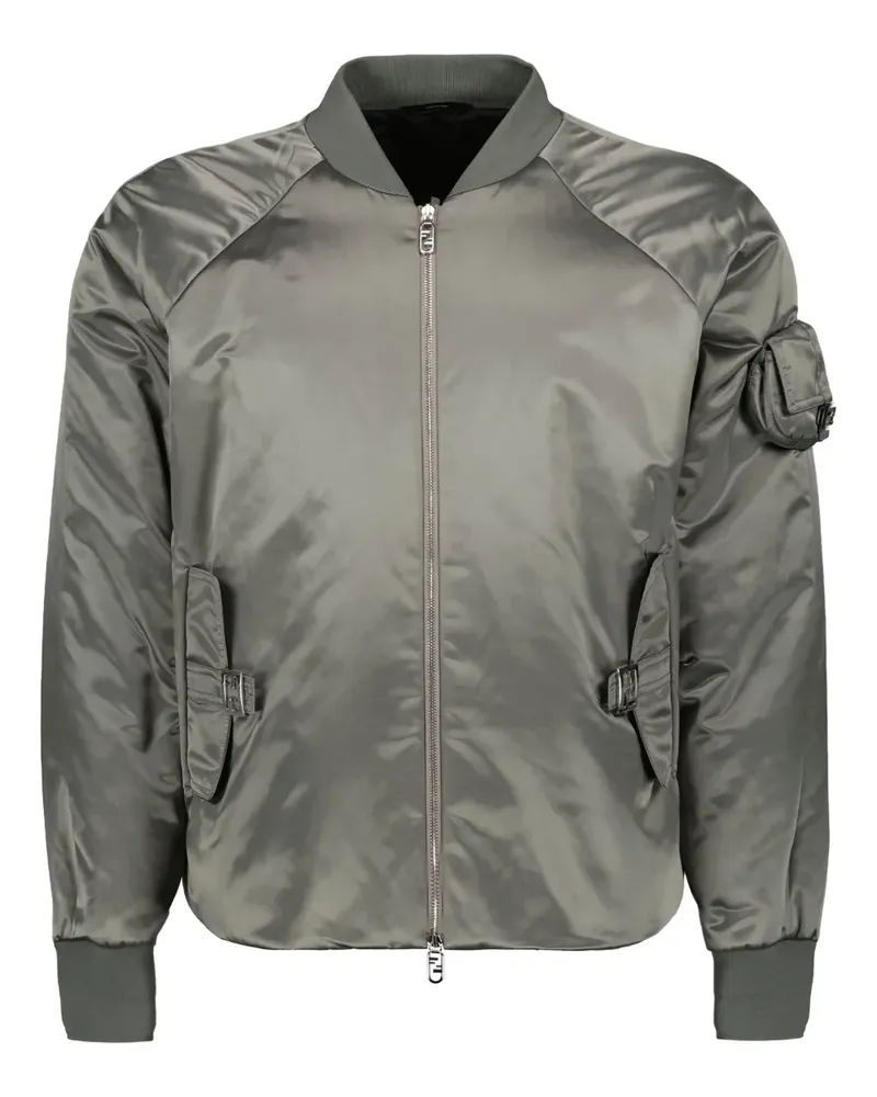 Fendi Bomberjacke in Satinoptik - Grau Grau
