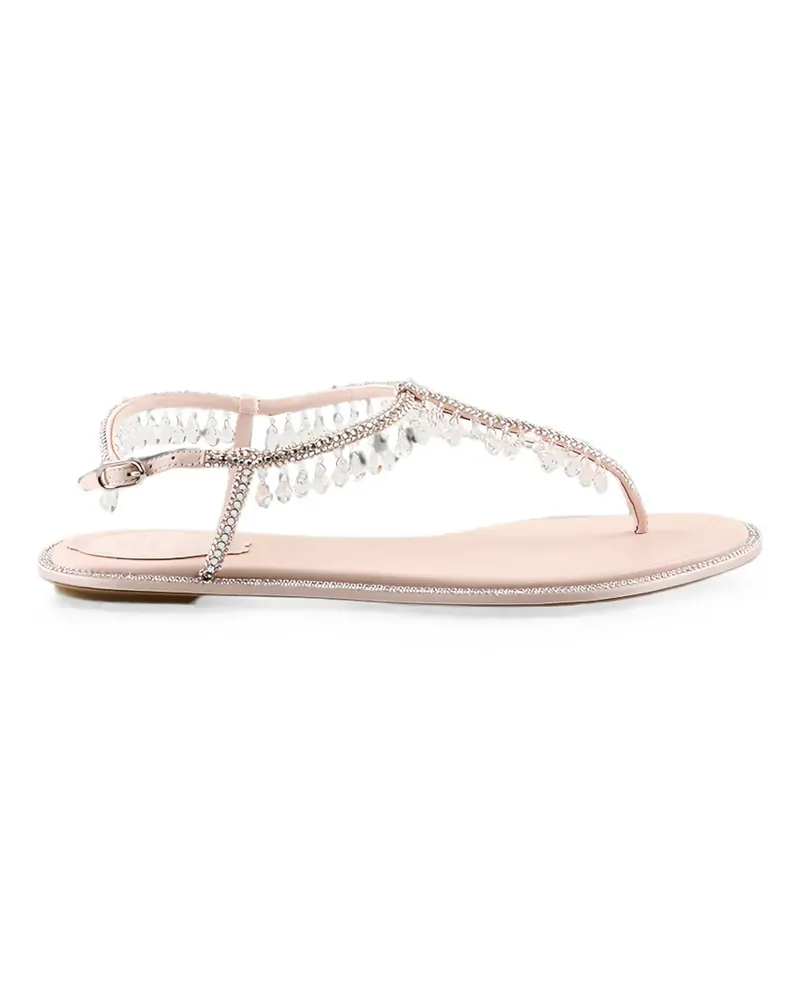René Caovilla Diana crystal-embellished drop-pendant flat sandals - Rosa Rosa