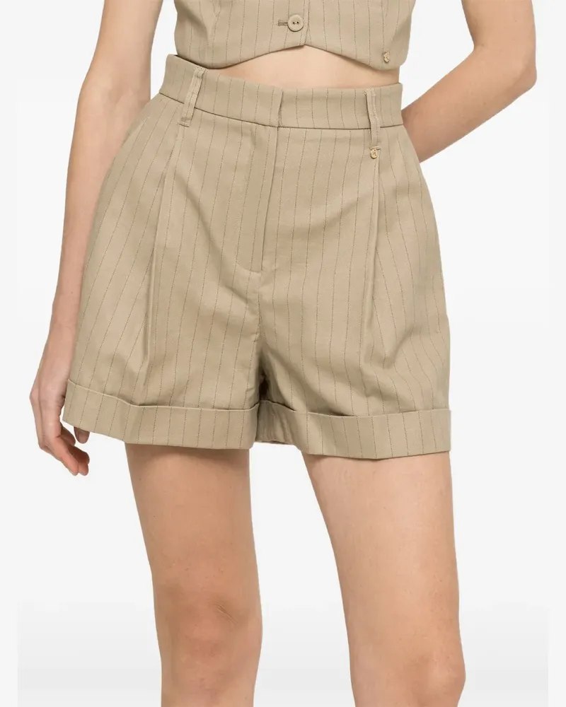 NISSA high-waisted pinstripe shorts - Nude Nude