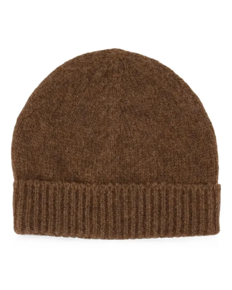 Officine Generale marl fuzzy wool beanie hat - Braun Braun