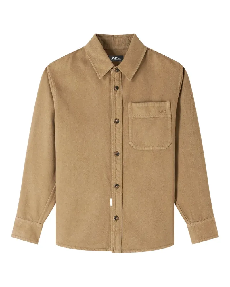 A.P.C. Hemdjacke mit Logo-Stickerei - Braun Braun
