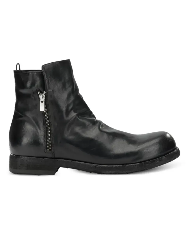 Officine Creative Italia Bulla DD 113 Lederstiefel mit seitlichem Reißverschluss - Schwarz Schwarz