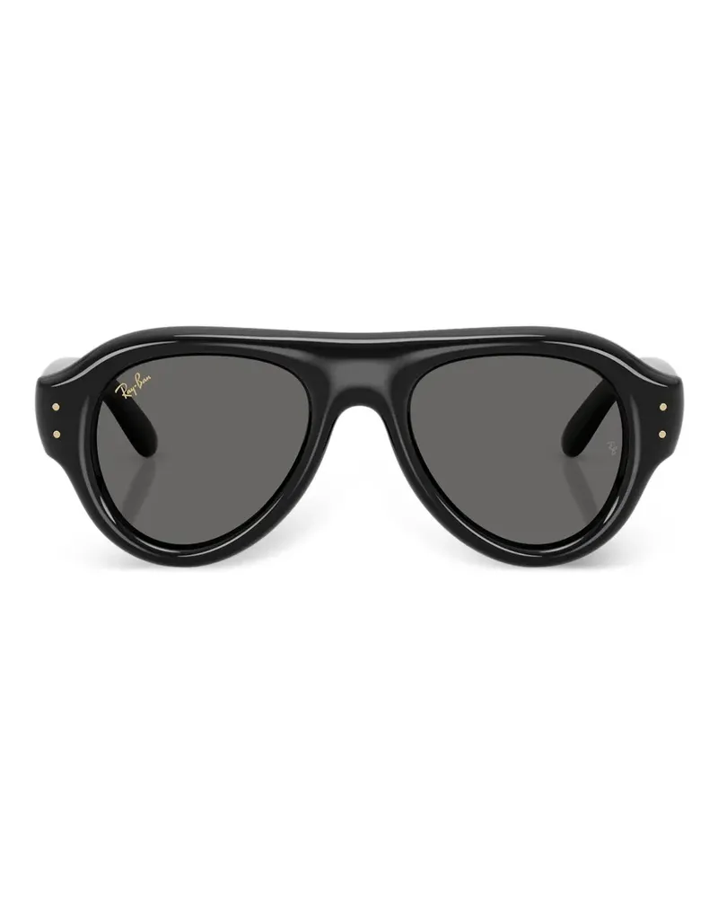 Ray Ban Sonnenbrille mit rundem Gestell - Schwarz Schwarz