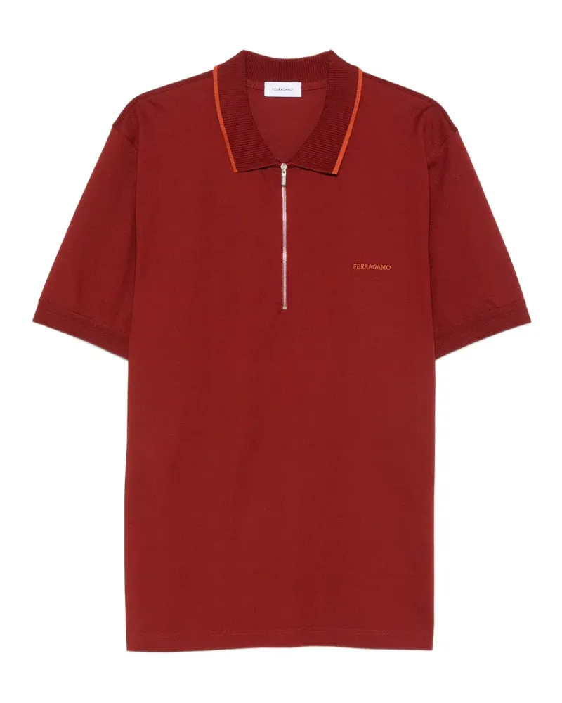Ferragamo zip-fastening logo-embroidered polo shirt - Rot Rot