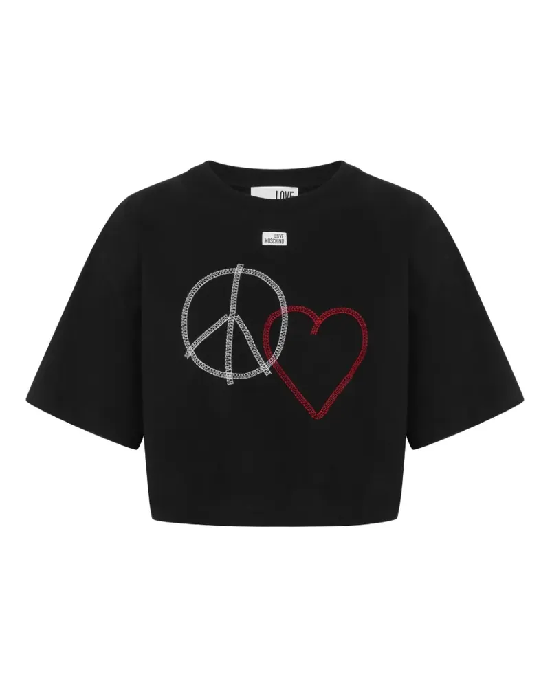 Moschino embroidered cotton jersey T-shirt - Schwarz Schwarz