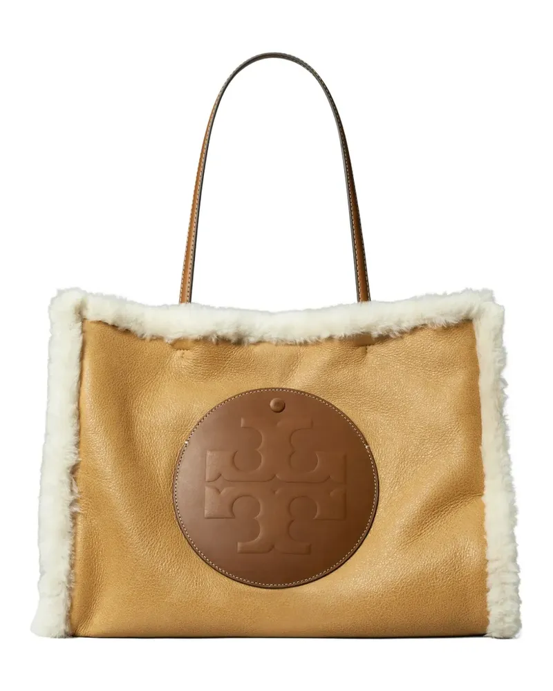 Tory Burch Ella shearling logo tote bag - Nude Nude